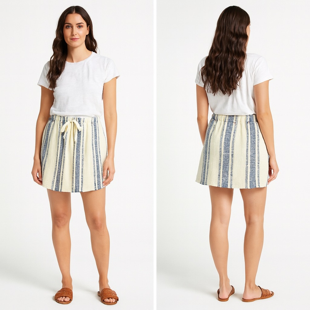 NWT Ulla Johnson Woven Cotton-Blend Tweed Striped Mini Skirt